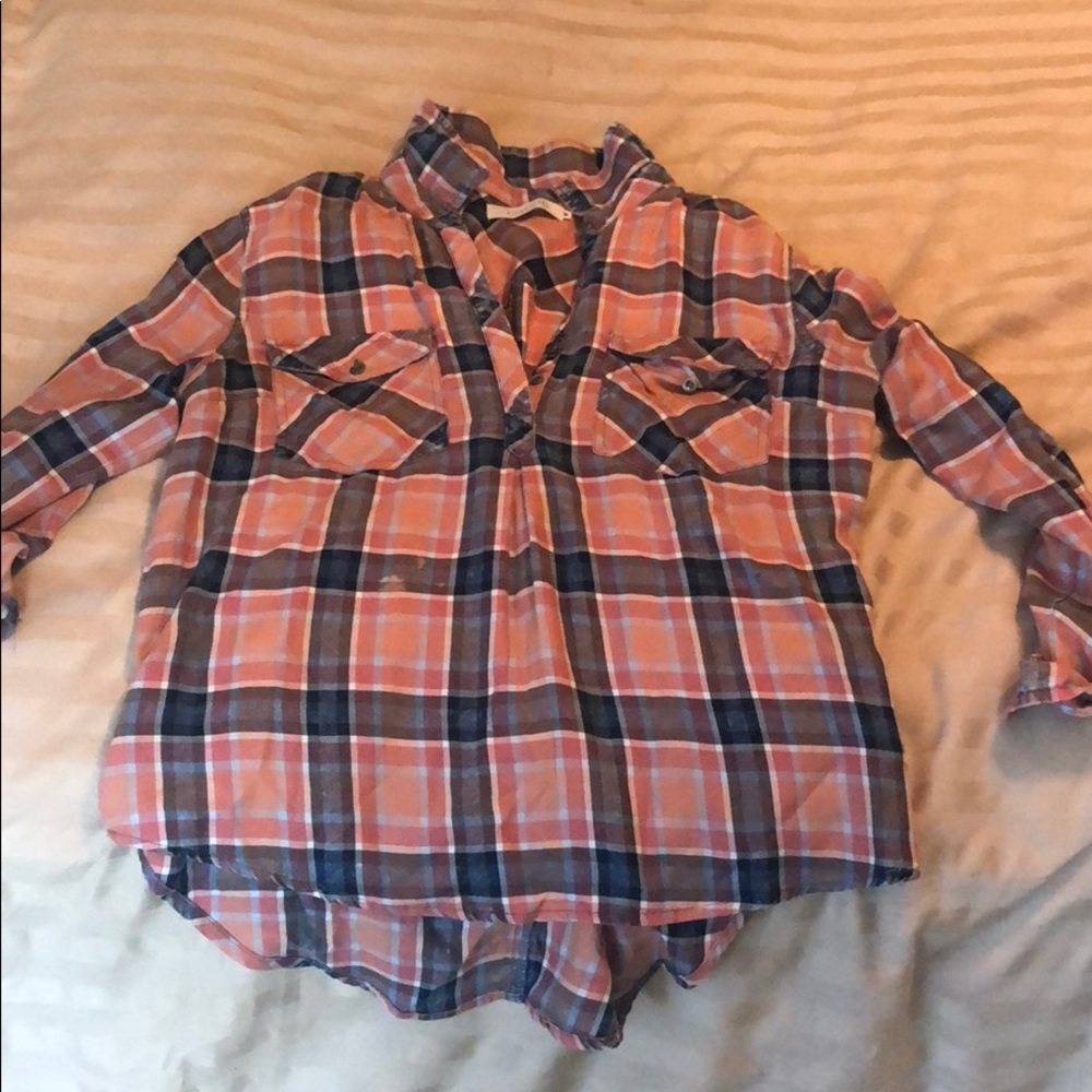 Plaid flannel (pink & blue)